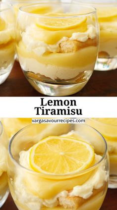 lemon trirami dessert with whipped cream and sliced lemons