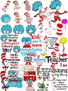 dr seuss and the cat in the hat clip art printables for kids