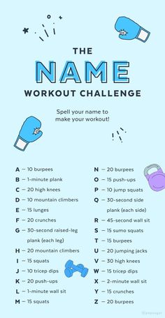 the name workout challenge is shown in blue