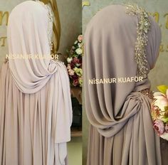 Hijab tying #hijabtying Wedding Dress Suit, Hijab Designs, Simple Hijab, Hijab Style Tutorial