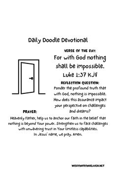 a poster with an open door and the words daily doodle devotional