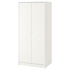 a white wardrobe with two doors and drawers