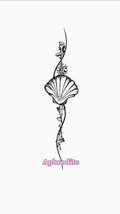 a drawing of a flower with the word aphrodite on it's side