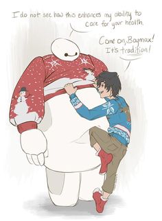 SO CUTE THIS IS TOATTLY ME BAYMAX SAYS I DO NOT SEE HOW THIS AFFECTS YOUR HEALTH PROBLEM AND HIRO SAYS COME ON BAYMAX ITS THE HOLIDAY I WOULD BE LIKE UHHHHHHHHHHHHHHHHHHH!LOL I CANT STANDS BUT CRACKING UP LOL! Bh6 Fanart, Relatable Photos, Aunt Cass, Pixar Quotes, Because I Can