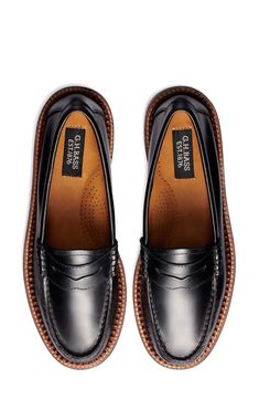 Rich leather elevates a handsome loafer styled with a moc toe and low heel that will lend a timeless sophistication to your office style. Leather upper and lining/rubber and leather sole Imported Classic Moc Toe Oxfords For Business Casual, Classic Loafers, Classic Dress Shoes With Rubber Sole For Work, Goodyear Welt Tassel Loafers For Work, Goodyear Welt Construction Wingtip Moccasins For Work, Classic Slip-on Dress Shoes For Work, Classic Oxfords With Moc Toe And Rubber Sole, Timeless Moc Toe Oxfords For Work, Classic Brogue Loafers For Office