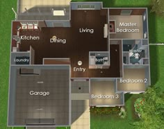 a floor plan for a house with lots of rooms