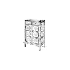 a drawing of a white cabinet with drawers