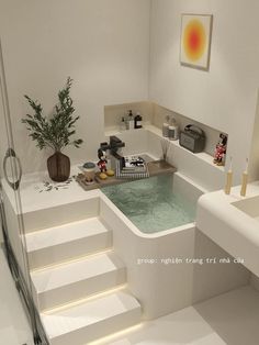 a bathroom with a jacuzzi tub next to a sink