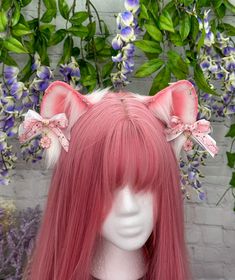 Kawaii Sakura Themed Cat ears - White base with pink airbrushing.  Gemstones and hoops are permanent.  Bows are detachable on clips! My shop's ears and tails are completely hand crafted and might have some slight differences in trimming and airbrushing. Processing times:  Made to order: 4 weeks READY TO SHIP: 1-3 days ** If you need your ears sooner, please message me and we can work on setting up a RUSH ORDER for your desired date! Thank you! Rush fee is $20 to expedite the PROCCESING TIME not Cute White Headband With Pink Bow, Whimsical Pink Hair Accessories, Whimsical Adjustable Cat Ears Headband, Pink Ears Headband Gift, Pink Ears Headband As Gift, Pink Ears Hair Accessories For Party, Pink Headband With Ears For Gift, Pink Party Hair Accessories With Ears, Cat Ear Headband