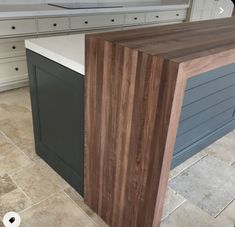 a kitchen counter top sitting next to a sink in a room with tile flooring