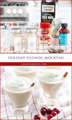 holiday eggnog cocktail recipe with cranberries and spices