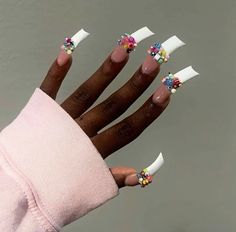 @ setzbysimmone Puff Ball Nail Designs, Rainbow Diamond Nails, Long Stiletto Nails Designs Unique, Pisces Nails Designs, Extravagant Nails, Flare Nails, Junk Nails, Curved Nails, Weak Nails