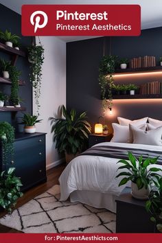 there is a bed with plants in the room