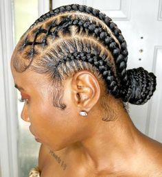 Low Braided Bun Hairstyles For Black Hair, Hairstyles Pictures, Feed In Braids Hairstyles, Hair Adviser, Types Of Braids