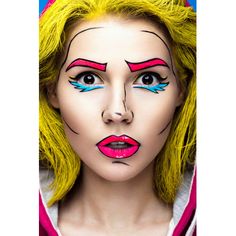 Ebern Designs Size: 20" W x 30" H | Ebern Designs Surprised Young Woman by Kobrin_Photo - Wrapped Canvas Photograph 30.0 H x 20.0 W x 1.25 D in black / blue / pink / white / yellow | 20" W x 30" H | Wayfair Comics Makeup Pop Art, Comic Makeup, Comic Pop Art, Pop Art Makeup, Photo Wrap, Anti Aging Secrets, Affordable Makeup, Hair Shows, Boho Aesthetic