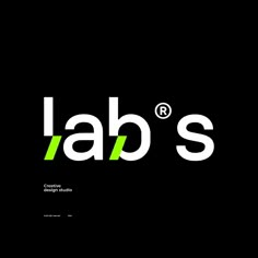 the logo for lab's is shown in white and green on a black background