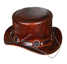 Package Include: Men's Brown Genuine Leather Top Hat Size Chart: Size Chart is listed in the pictures. Product Description: Made of high quality comfortable, nontoxic, environmental friendly, durable leather. Fast & Free Shipping. Steampunk Brown Leather Hat, Brown Leather Steampunk Hat, Leather Top Hat, Brown Cow, Hat Size Chart, Best Small Business Ideas, Brown Cowhide, Aprons For Men, Leather Crafts