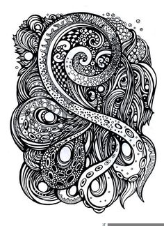 an artistic drawing with swirls and bubbles in black ink on white paper by artist person