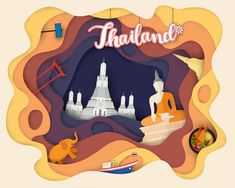 an illustration with the words thailand in it