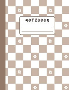 a notebook with the words notebook written in black ink on it, and white checkered paper