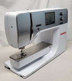 a sewing machine with the door open