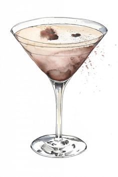 Martini Illustration, Watercolor Drinks, Bar Flyer, Manga Food, Girly Illustration, Martini Art, Watercolour And Pen, Espresso Martini Recipe