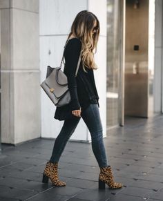 Style Année 80, Leopard Print Boots, Leopard Print Booties, Leopard Boots, Print Boots, Dallas Fashion, Boot Print, Looks Black, Outfit Trends