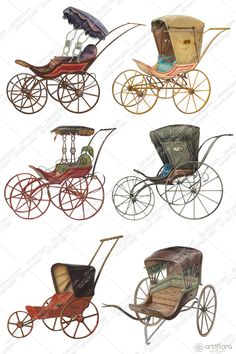 four different types of baby carriages