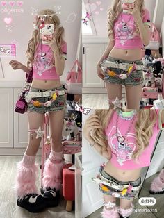 Cute Outfits Colourful, Soft Harajuku Style, Gyaru Full Outfit, Aesthetic Gyaru Outfits, Garyu Aesthetic Outfits, Gyaru Outfit Ideas Summer, Cute Outfits Gyaru, Y2k J Fashion, Y2k Fashion Cute