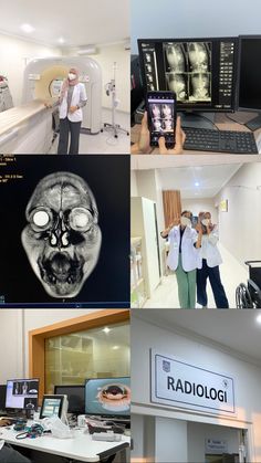 there are many different pictures in this collage, including radiologists and doctors