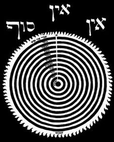 an image of a black and white circle with the words in hebrew on it's side