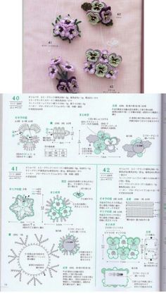 an open book with pictures of flowers and instructions on how to make them in japanese