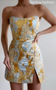 Easter outfits, spring fashion, spring dress, Easter dress for women Unique Fashion Outfits, Semi Dresses, Strapless Bodycon Dress, Hoco Dresses, Strapless Mini Dress, Dance Dresses, Guest Dresses, Short Dress, Unique Fashion