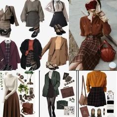 Dark Academia Hourglass Outfit, Dark Academia Outfit Simple, College Academia Outfits, Fall Themed Clothes, Women Academia Aesthetic, Vintage Women Outfits, Fashion Dark Academia, Academia Aesthetic Clothes, 70s Dark Academia