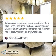 Our patients' trust is what keeps us going, helping us provide caring service and encouraging us to always do our best. 🤝��💙✨

#AssilGaurEyeInstitute #LosAngeles #BeverlyHills #SantaMonica #EyeCare #VisionCorrection #EyeSurgery #Ophthalmology #EyeCare #EyeDoctor #EyeSurgeon Eye Surgeon, Laser Eye Surgery, Lasik Surgery, Eye Surgery, Eye Doctor, I Have Done, Eye Care