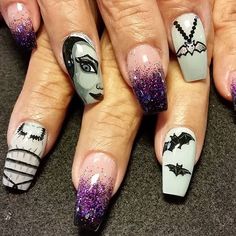 Lilly Munster, Lily Munster, Pastel Nail Polish, October Nails, Holiday Nail, The Munsters, Holiday Nail Art, Short Nail Designs, Nail Art Galleries