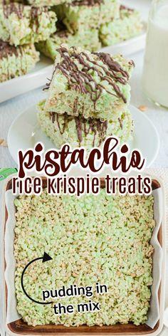 pistachio rice krispie treats in the mix