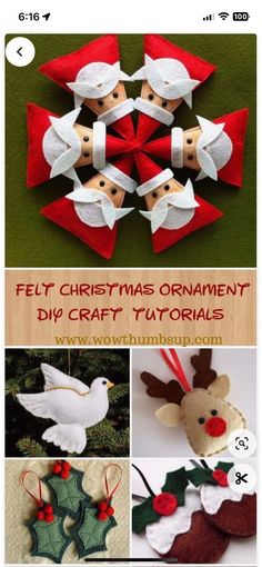 felt christmas ornament diy craft tutors with instructions to make it yourself