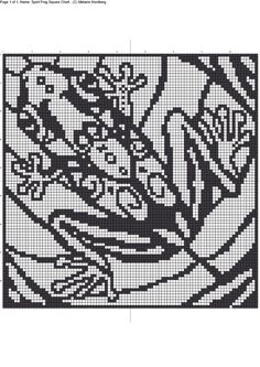 a cross stitch pattern with black and white designs