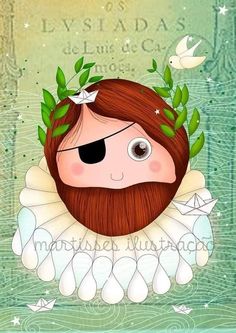 an illustration of a man with long red hair and beard wearing leaves on his head