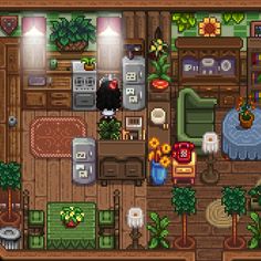 Stardew Valley Season Guide, Stardew Valley Four Corners Layout Aesthetic, Stardew Furnace Shed, Stardew Valley Cottagecore House, Stardew Valley Grange Display, Big Shed Design Stardew Valley, Stardew Character Ideas, Cottage Core Stardew Valley, Stardew Valley Farm Layout Ideas