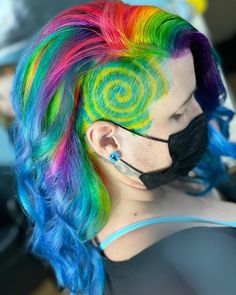 Teesha Watkins Hopper on Instagram: “The bestie wanted rainbow 🌈 roots so that’s what she got ! Plus we added a cool little pattern on her shaved side ! @pulpriothair” Female Hair Ideas, Rainbow Roots, Shave Designs, Hair Coloring Ideas, Side Shave, Alt Hair, Haircuts Undercut