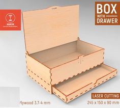 wooden box with drawer for laser cutting