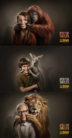 an image of people and animals with the caption open for smiles