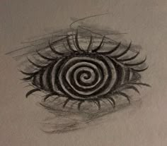 a drawing of an eye with spirals on it