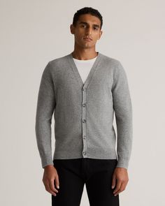 Your favorite classic cardigan, now in cozy cashmere. With ribbed cuffs and faux horn buttons, this timeless piece looks great on its own or layered under your favorite jacket as the temperature starts to drop. Our quality cashmere is incredibly long-lasting and three times as warm as wool, sourced sustainably and ethically. Mens Cashmere, Classic Cardigan, Mens Cardigan, Polo Sweater, Lightweight Cardigan, Cashmere Cardigan, Cashmere Sweaters, Cardigan Sweater, Crew Neck Sweater