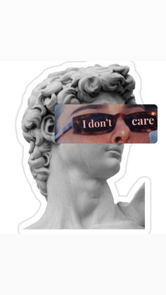 a sticker with the words i don't care in front of a head