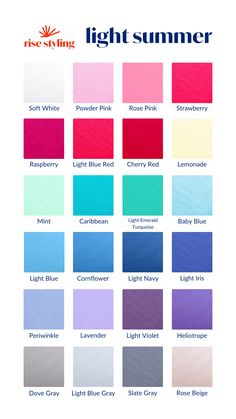 the color chart for light summer