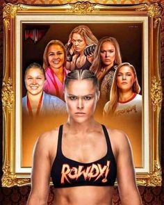 the poster for wwe women's wrestling team, featuring two female wrestlers and one male wrestler