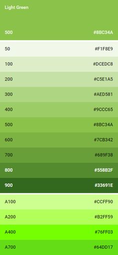 the color chart for green is shown in three different colors, including blue and green